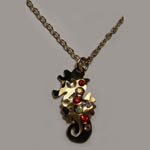 14 kt.y.g. plated seahorse and crystal necklace