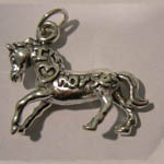 Sterling Silver I love Horses trotting horse charm/pendant