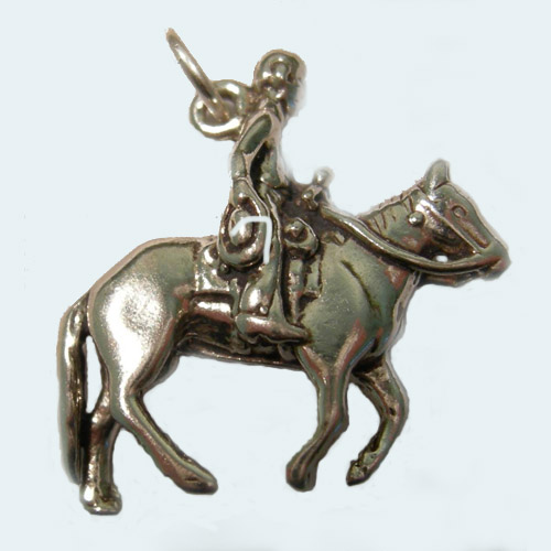 Sterling Silver western rider and horse charm/pendant