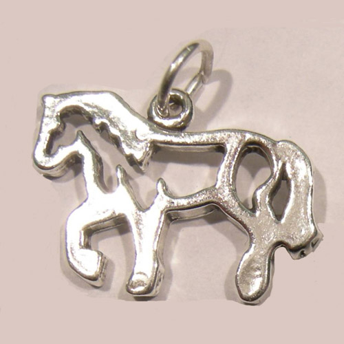 Sterling Silver trotting horse silouette charm/pendant