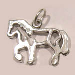 Sterling Silver trotting horse silouette charm/pendant