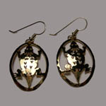 14 kt.y.g. plated Horned Toad in circle earrings