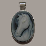 Sterling Silver bezel set Agate cameo pendant
