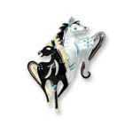 Enamel two prancing horses brooch