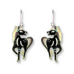 Enamel black horses earrings