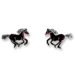 Enamel small black horse earrings