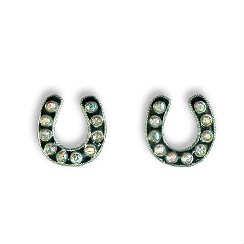 Sterling Silver enamel and crystal horse shoe earrings