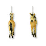 Enamel walking buckskin horse earrings