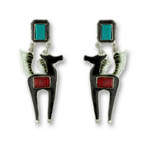 Enamel black horse and Carnelian and Turquoise earrings