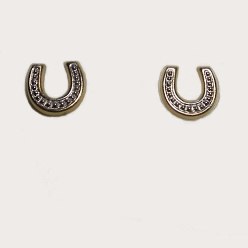 14 kt.y.g. and Rhodium horseshoe earrings