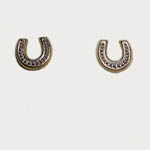 14 kt.y.g. and Rhodium horseshoe earrings