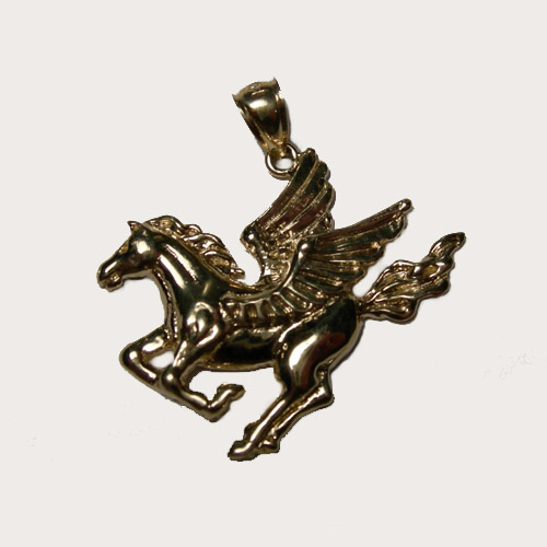 14 kt.y.g. galloping Pegasus pendant