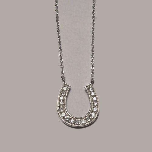 Sterling Silver cubic zirconia horseshoe necklace