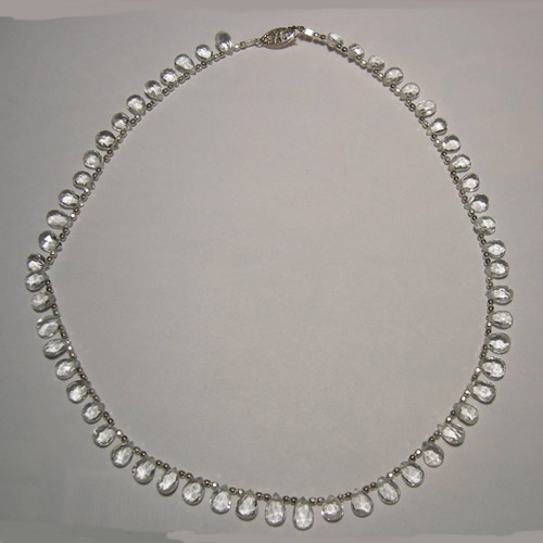Sliver plated White Topaz bead necklace
