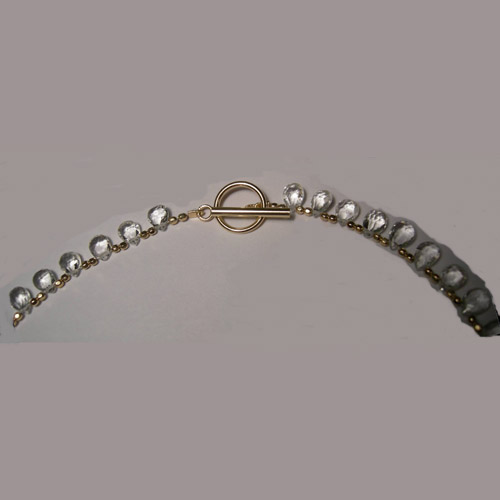 Clasp of gold plated White Topaz bead necklace