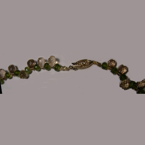 clasp of Smokey Quartz and Idocrase necklace
