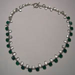 Sterling Silver White Topaz and Chrysoprase necklace