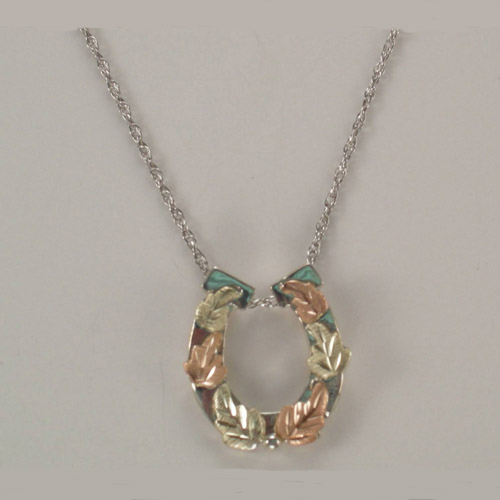 South Dakota Black Hills Gold Sterling Silver large horseshoe necklace