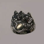 Sterling Silver wolf and moonstone ring