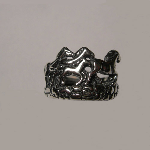 Sterling Silver galloping horses ring