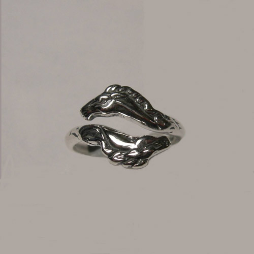 Sterling Silver double horsehead ring