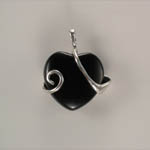 back of Sterling Silver mare and foal Black Onyx pendant