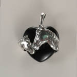 Sterling Silver mare and foal Black Onyx pendant