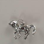 side of Sterling Silver 3 D prancing horse charm pendant