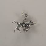 side of Sterling Silver knight and horse charm pendant