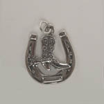 Sterling Silver Western horse shoe and cowboy boot pendant