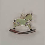 Sterling SIlver enamel and cubic zirconia rocking horse charm pendant