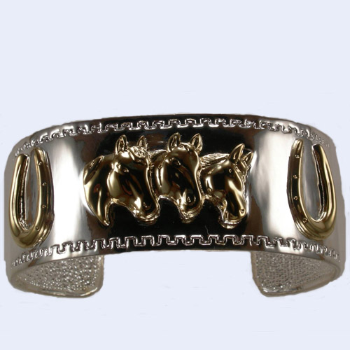 Pewter horse head cuff bracelet