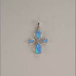 Sterling Silver synthetic Black Opal cross pendant
