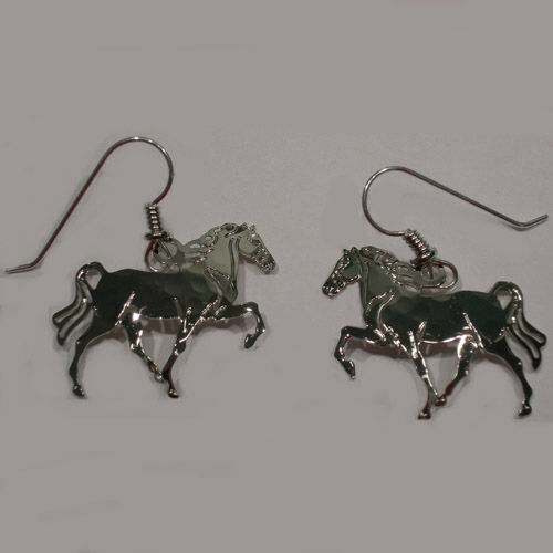 Rhodium plated Tennessee Walker earrings