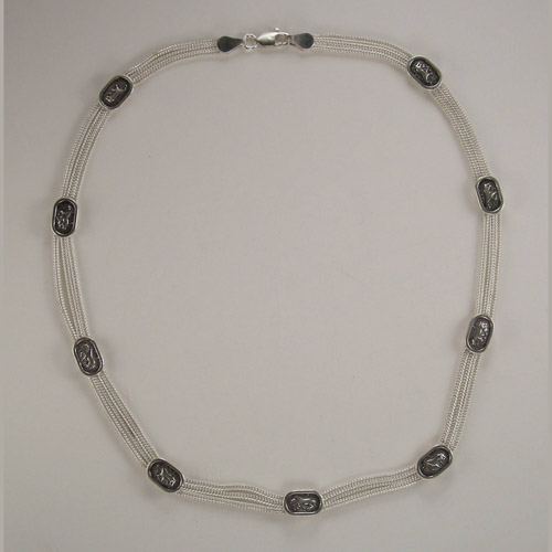 Sterling SIlver link horse choker necklace