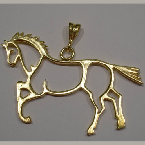 14 kt. y.g. abstract trotting horse pendant