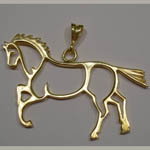 14 kt. y.g. abstract trotting horse pendant