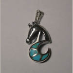 Sterling Silver turquoise abstract sea horse pendant