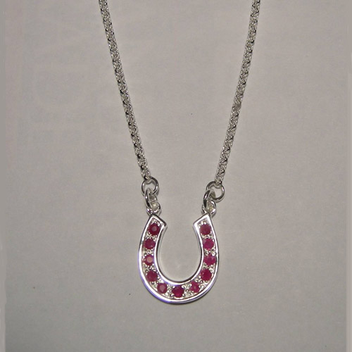 Sterling Silver ruby large horse shoe necklace