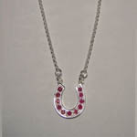 Sterling Silver ruby large horse shoe necklace