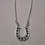 Sterling Silver Sapphire large horse shoe necklace