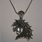 Sterling Silver large marcasite horse head necklace