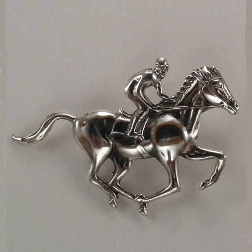 Sterling Silver Thoroughbred race horse brooch