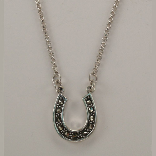 Sterling Silver marcasite horseshoe necklace