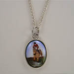 Sterling Silver hunter jumper scene necklace