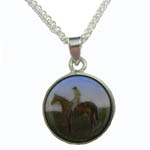 Sterling Silver enamel race horse and jockey necklace