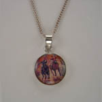 Sterling Silver enamel Seabiscuit necklace
