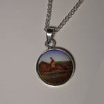 Sterling SIlver enamel galloping race horse necklace