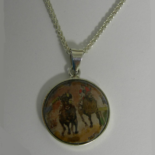 Sterling Silver enamel Seabisuit race necklace