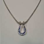 Sterling Silver blue Cubic Zirconia horseshoe necklace